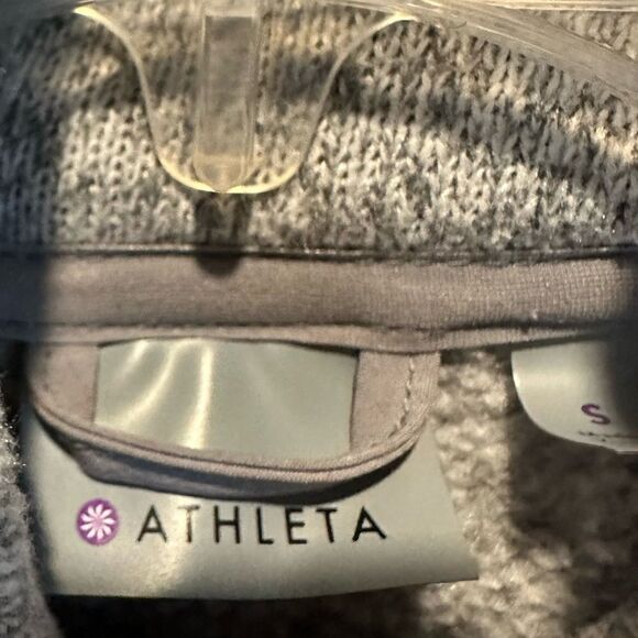 Athleta small gray long fleece zip up jacket hoodie - Picture 4 of 5
